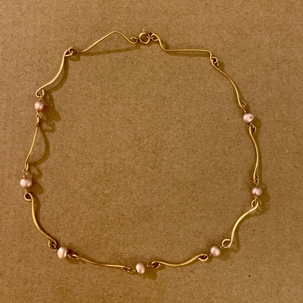 $5 each or 3/$10 pink freshwater pearl and gold necklace
